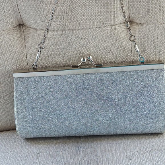 Girl Purse Fancy Silver Tone Sparkling Clutch Small Bag Fashion Bag - Picture 4 of 8